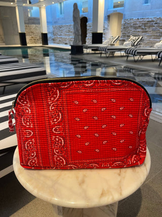 Maxi pochette Meera bandana roze of rood – gewatteerd katoen en multifunctioneel - Bio'ty Lab