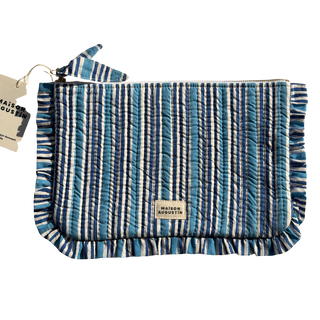Pochette large - Blauw gestreept