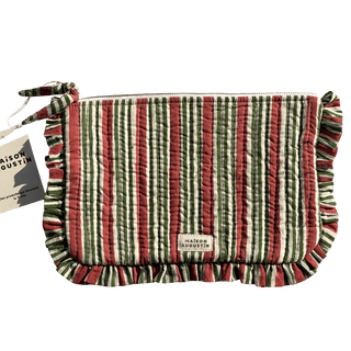 Pochette large - Paars/groen gestreept