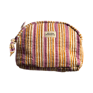 Makeup bag small - Paars/oker gestreept