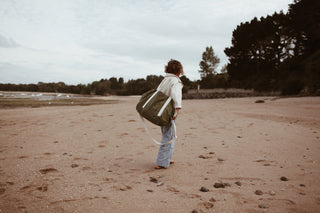 Weekend bag - Cognac/white